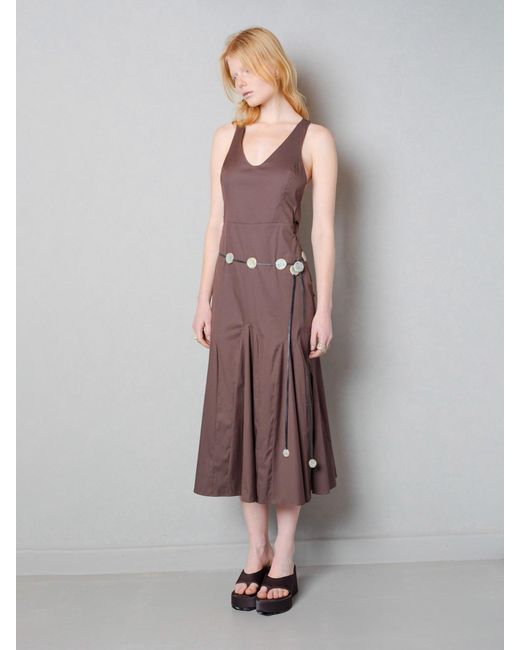 Anemoia Brown Aurelia Poplin Midi Dress