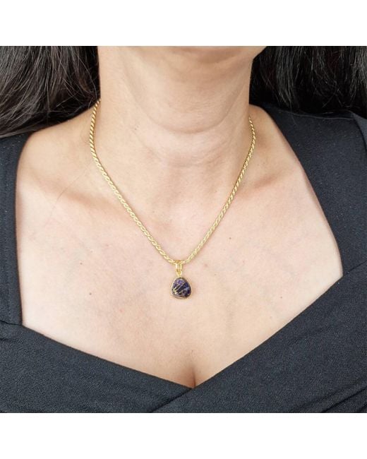 Harfi Metallic Statement Vermeil Plated Amethyst February Birthstone Crystal Rope Necklace