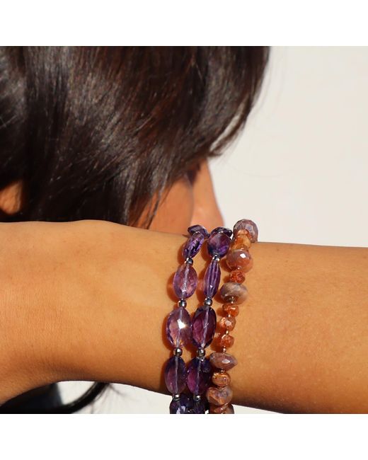 Mineralgems•Studio Pink Rose Sunstone And Moonstone Bracelet