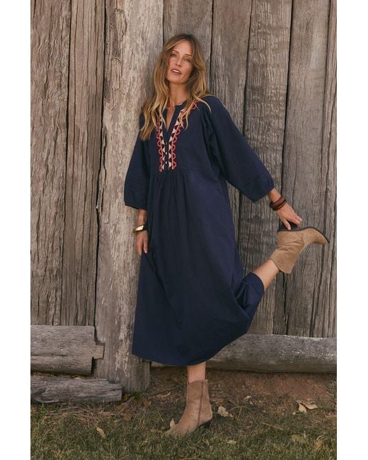 Adrift Clothing Blue Elodie Smock Dress