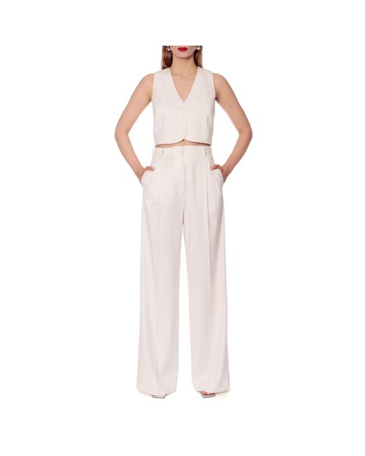 AGGI White Gwen Aesthetic High Waisted Wide Trousers