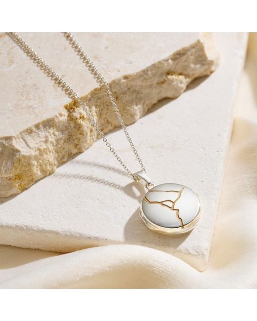 Posh Totty Designs Metallic Kintsugi Small Round Locket Necklace