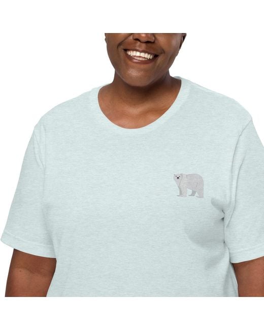Anchor and Crew Blue Ice Think Ocean Polar Bear Aspirations Cotton Embroidered T-Shirt