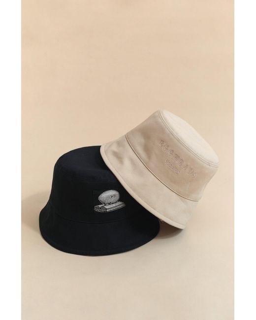 Lost Pattern Black Bookhead Cotton Reversible Bucket Hat