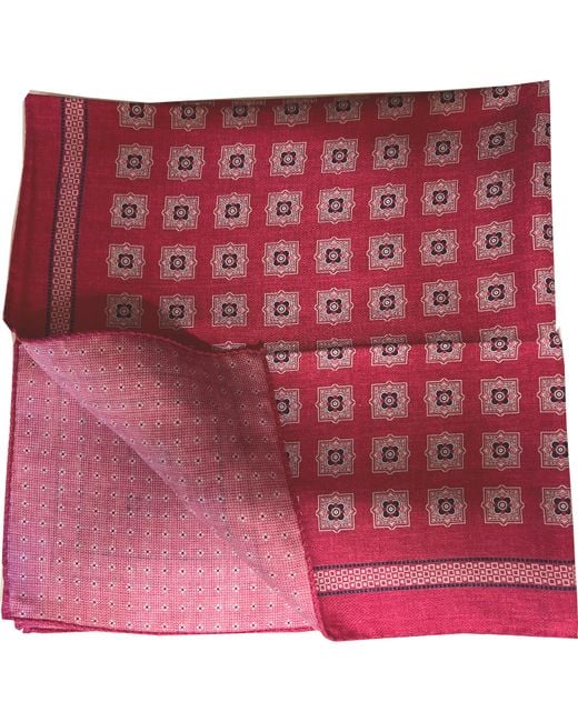 Lazyjack Press Red Double-Sided Italian Silk Bloom Scarf