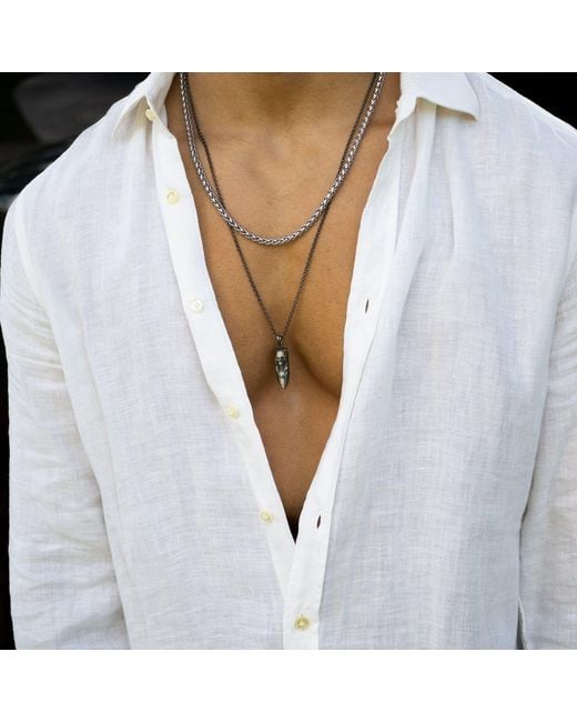 Ebru Jewelry Metallic Skull Fang Sterling Necklace for men
