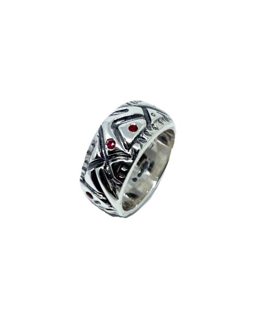 Tg-Jewellery by Tamara Gervasio White Abstract Ring – Sterling With Rubies for men