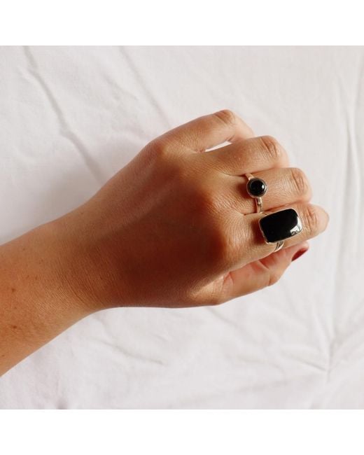 FV Jewellery Black La Stèle Onyx Rectangle Ring