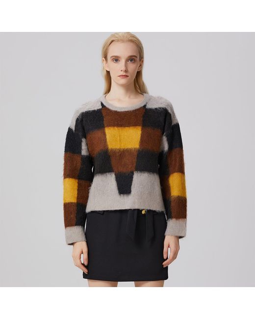 Smart and Joy Black Check Pattern Oversize Jumper