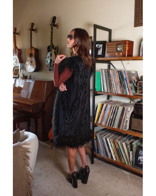 Jennafer Grace Black Zenobia Psyche Faux Fur Trim Vest