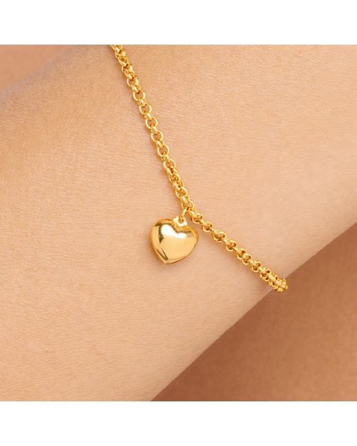Unaloe Metallic Vermeil Heart Charm Chain Bracelet For – Adjustable Fashion Jewelry, Love Symbol, Perfect Gift