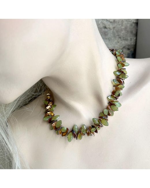 Lori Kaplan Design Metallic Keishi Pearls & Vesuvianite Choker