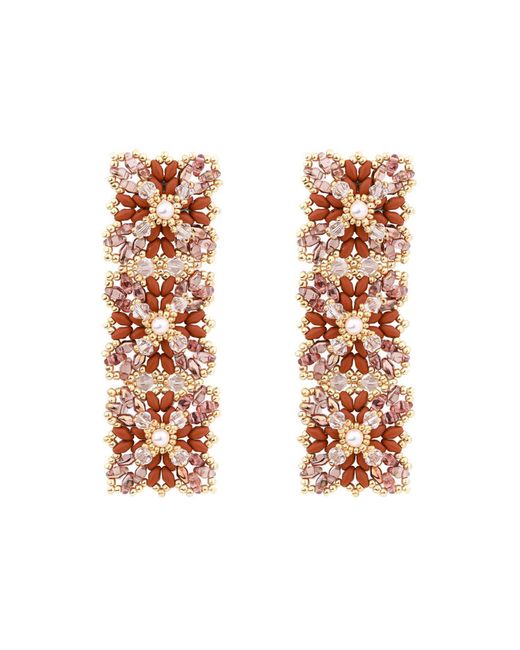 Oana Savu Multicolor Glass Beads & Lace Design Long Elegant Earrings