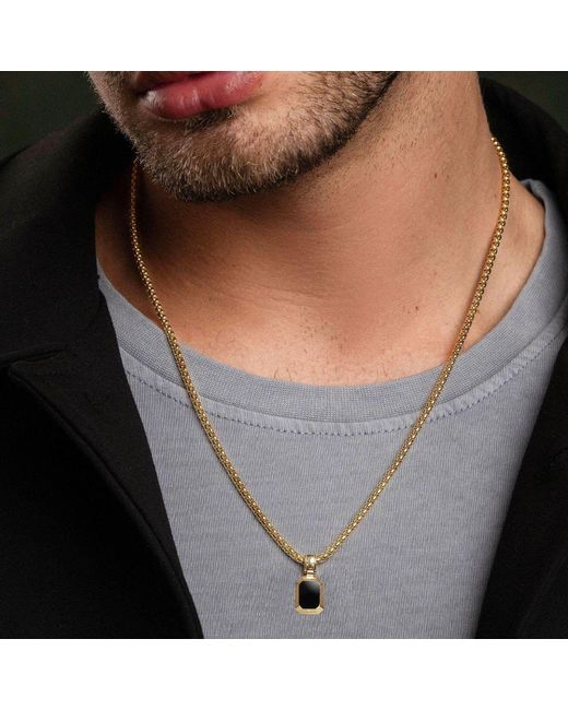 Nialaya Metallic Sterling Necklace With Two-In-One Malachite & Onyx Pendant for men