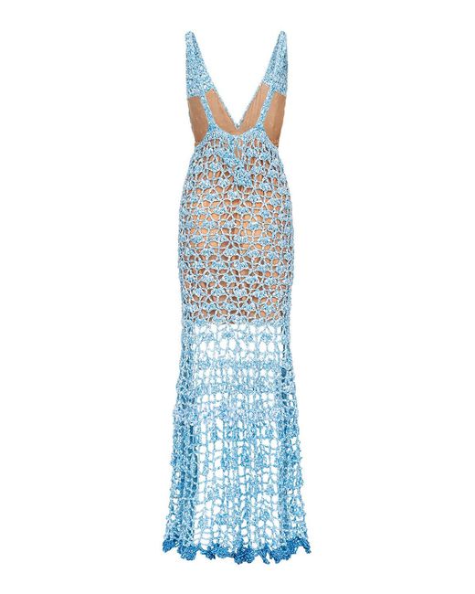 Andreeva Blue Metallic Iris Handmade Crochet Dress