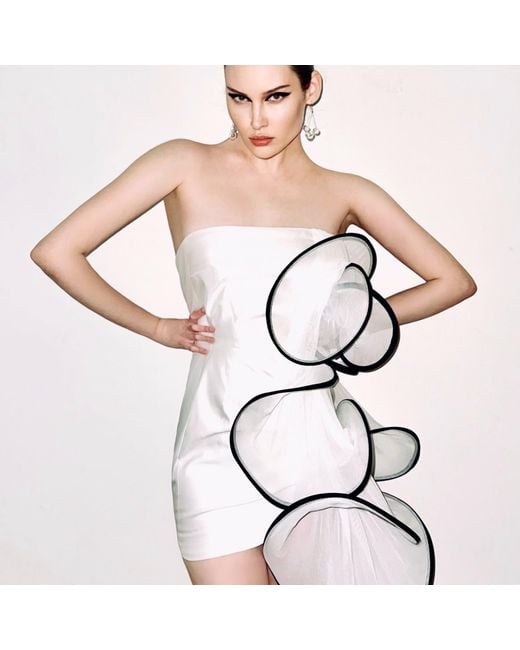 Laura Daili Metallic Sculptural Moon Star Dress