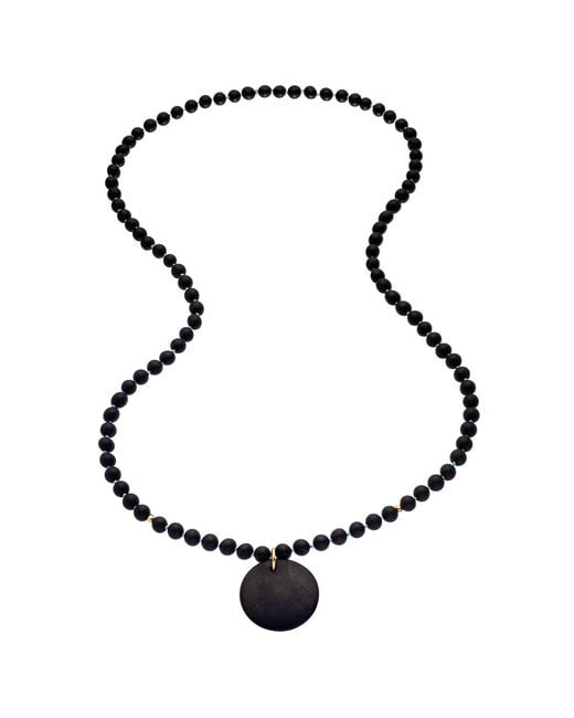 Heather Hawkins Jewelry Black Rockabye Long Coin Pendant Gemstone Necklace