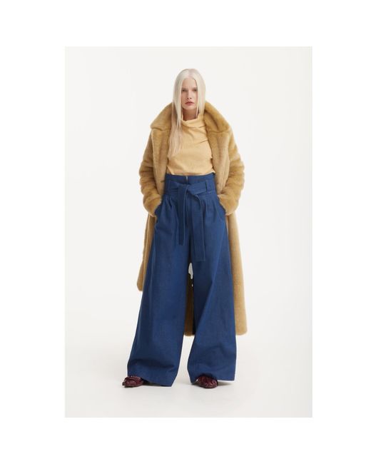 Julia Allert Blue High Waist Long Wide Leg Denim Trousers –
