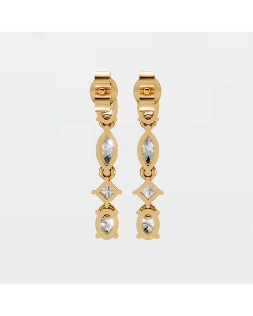 Aya Fine Jewelry Metallic 1.31 Ct Multi Shape Lab Diamond Drop Dangle Earrings