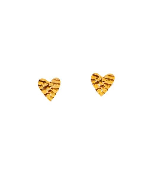 Aki Roc Jewelry Metallic Heart Stud Earrings Brass