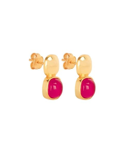 Lila Rasa Pink Glossy & Dazzling Ruby Crystal Stud