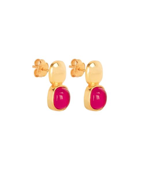 Lila Rasa Pink Glossy & Dazzling Ruby Crystal Stud