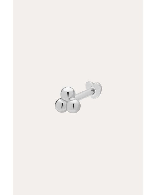 Vanhi White 14K Solid Trinity Flat Back Stud