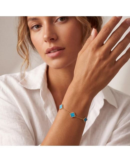 Latelita London Blue Clover Flowers Bracelet Opal