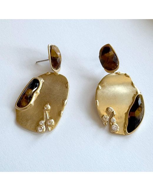 Rare Matters Jewelry Metallic Tiger's Eye Drop Earrings