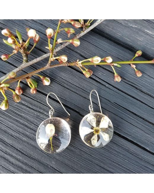Laura Daili Metallic Neutrals Cherry Bloom Asymmetric Glass Earrings