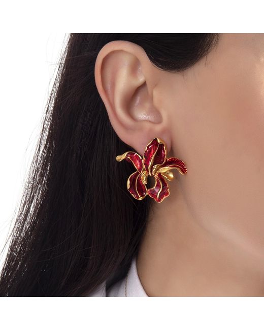 Milou Jewelry Brown Fleur De Lis Earrings
