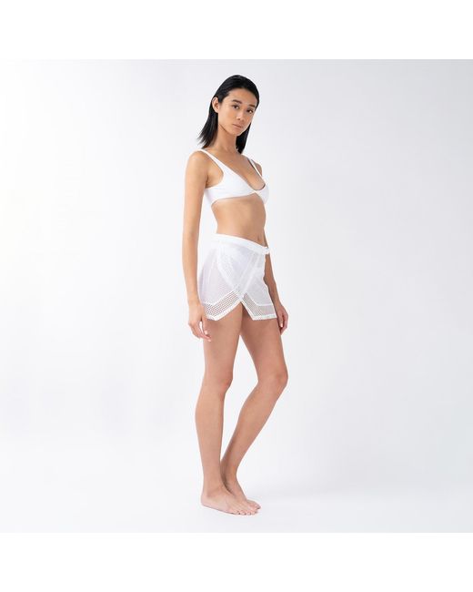 Kim Foley White Shortie Sarong Beach Cover-Up Athletic Wrap Skirt