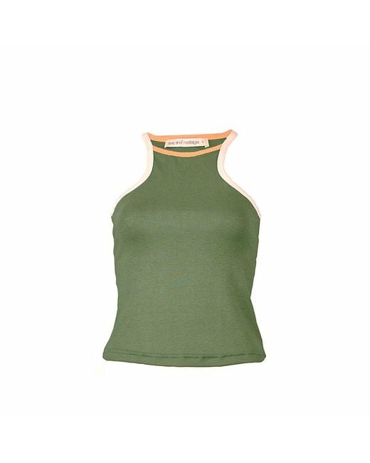 Love and Nostalgia Green Goody Two Shoes Rib Singlet