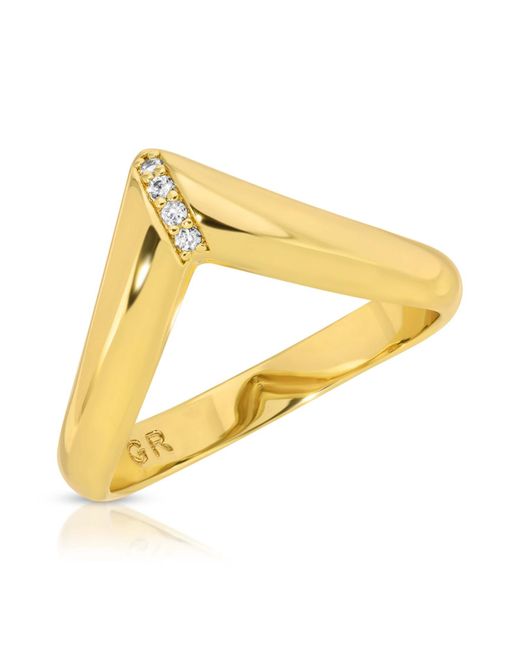 Glamrocks Jewelry Yellow Chevron Cz Ring- Clear