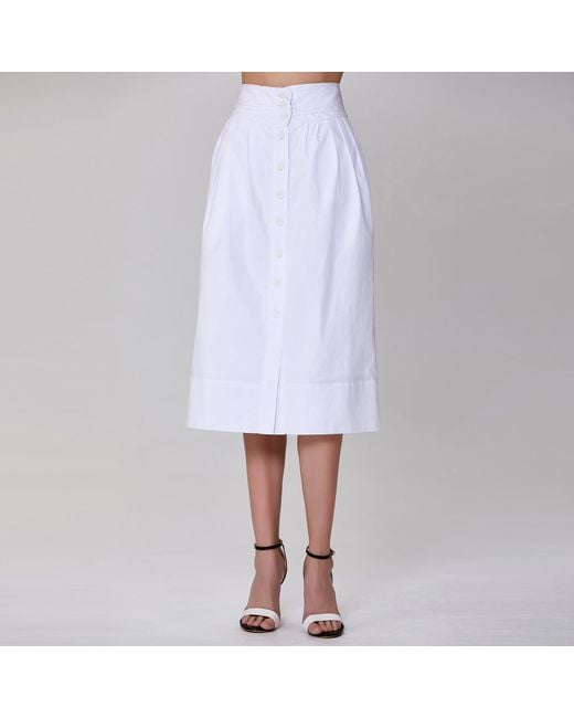 Smart and Joy White Buttoned Straight Skirt