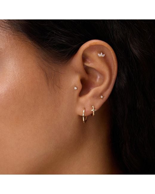 Vanhi Metallic 14K Solid Lab-Grown Diamond Lotus Flat Back Stud