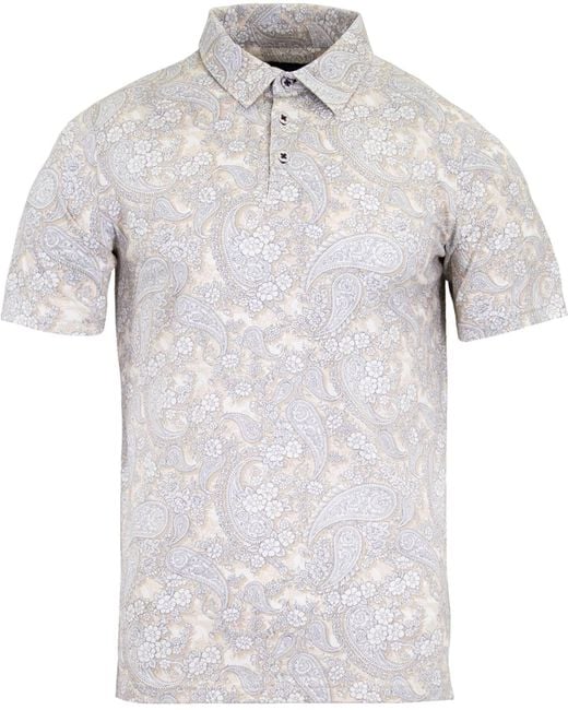Lords of Harlech Gray Neutrals Pietro Paisley Romance Polo Shirt for men