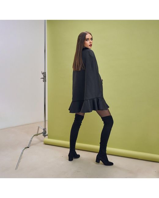 AVENUE No.29 Black Double Breasted Cape With Belt