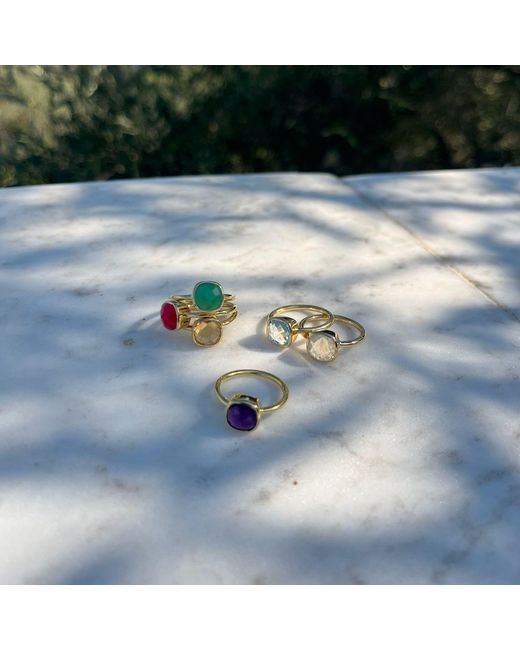 Auree Jewellery Pink Mondello Fuchsia Chalcedony Vermeil Ring