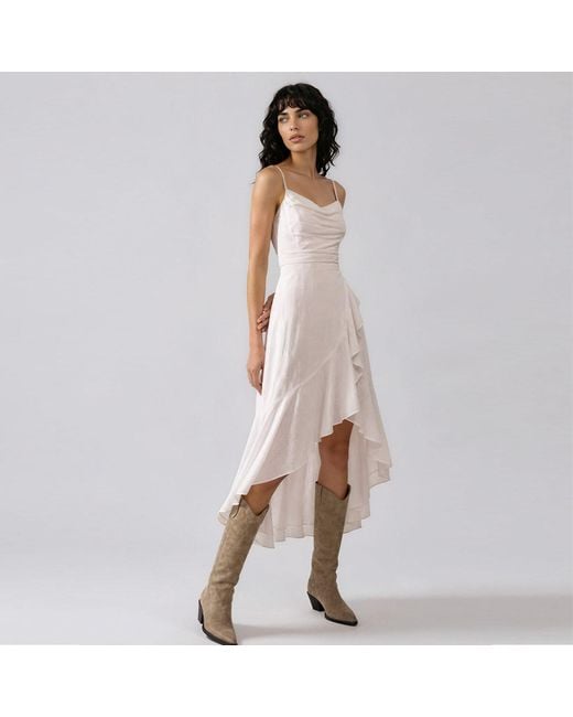 ALINA CERNĂTESCU White Volla Linen Dress With Ruffles