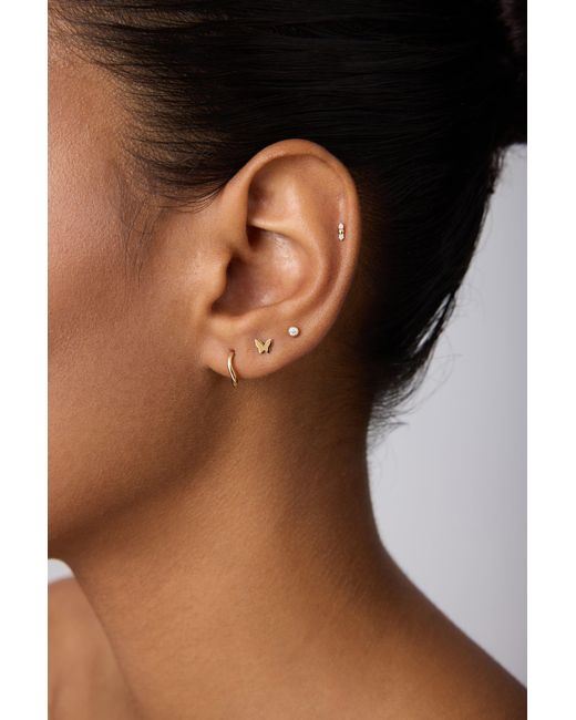 Vanhi Metallic 14K Recycled Solid Twisted Huggie Earrings