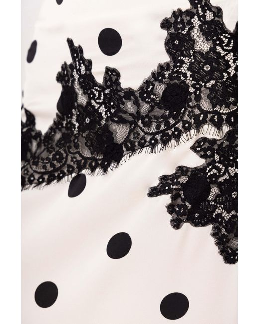 Amy Lynn Natural Verona Contrast Polka Dot Satin Midi Skirt