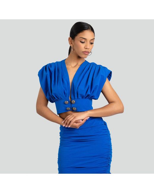 Maui X Lolita Blue Rosalie Ruched Bubble Top
