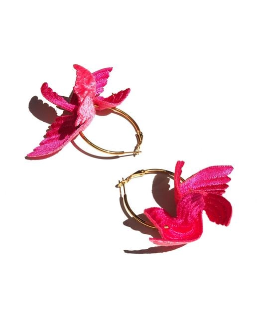 Nana Watanabe Pink Joy Little Bird Embroidery Earrings