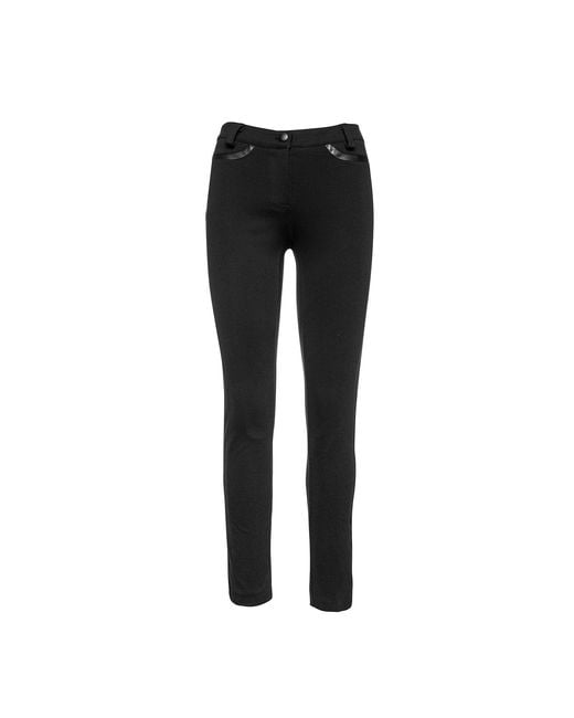 Conquista Black Fitted Jeggings With Faux Leather Detail