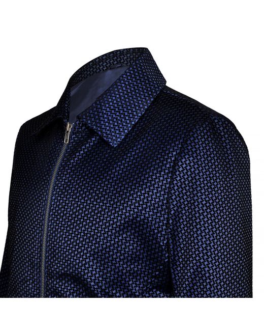 DAVID WEJ Blue Washington Aviator Jacquard Jacket for men