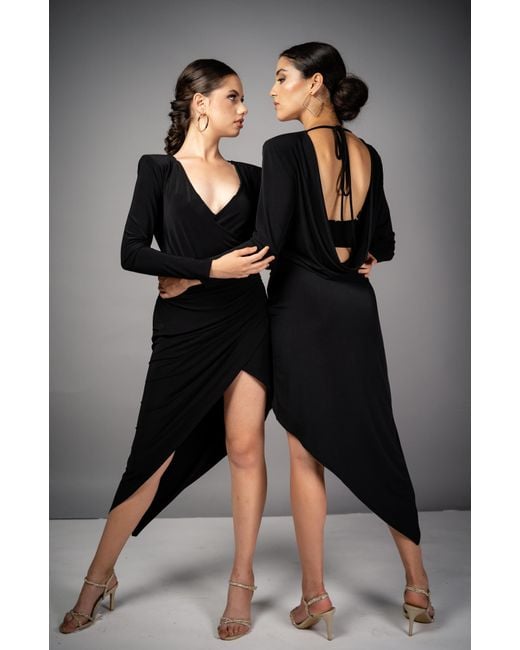 Monice London Black Coco Backless & Bra Friendly Blazer Style Midi Dress