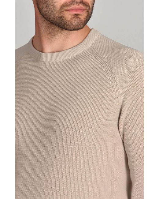 Paul James Knitwear Gray Neutrals Cotton Lightweight Fisherman Dylan Rib Jumper for men