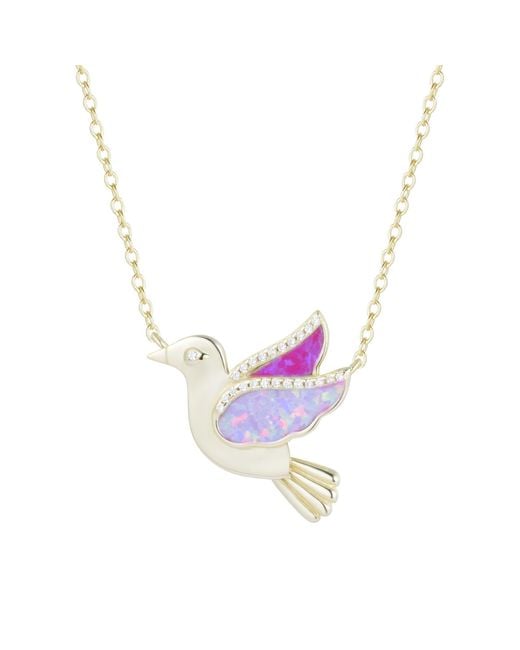 KAMARIA Blue Opal Dove Bird Necklace With Crystals