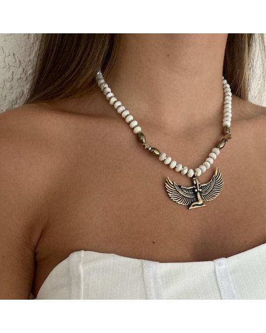 Ebru Jewelry White Isis Goddess Necklace